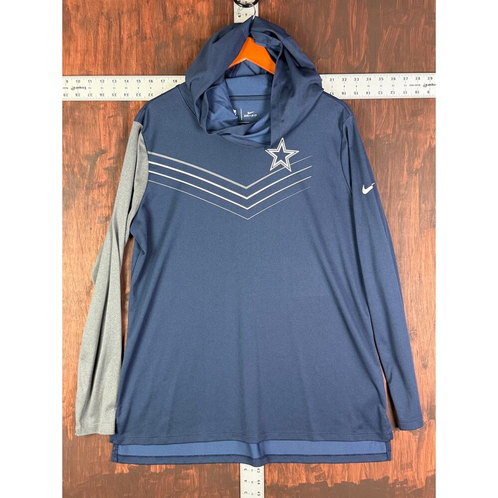 Nike Dallas Cowboys NFL Chevron Long Sleeve Lightweight Hoodie Blue Womens XL - Picture 2 of 11